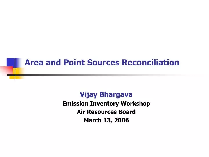 area and point sources reconciliation