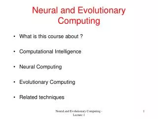 Neural and Evolutionary Computing