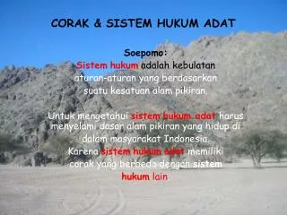 corak sistem hukum adat