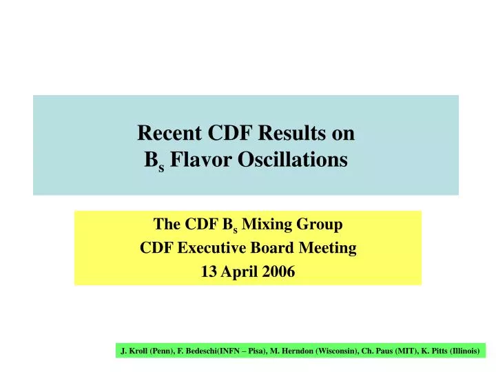 recent cdf results on b s flavor oscillations