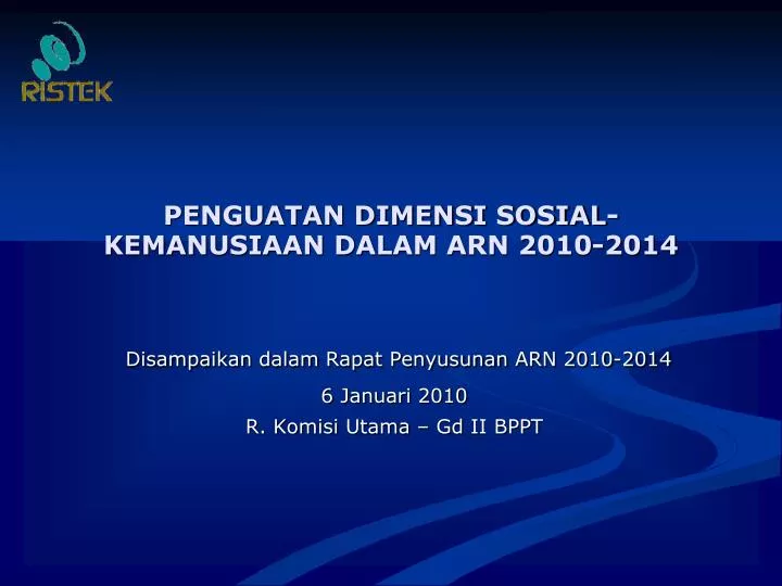 penguatan dimensi sosial kemanusiaan dalam arn 2010 2014