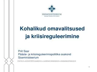 kohalikud omavalitsused ja kriisireguleerimine