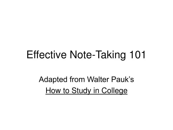 effective note taking 101
