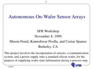 Autonomous On-Wafer Sensor Arrays