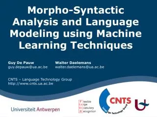 Morpho-Syntactic Analysis and Language Modeling using Machine Learning Techniques