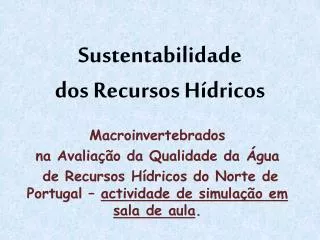 sustentabilidade dos recursos h dricos