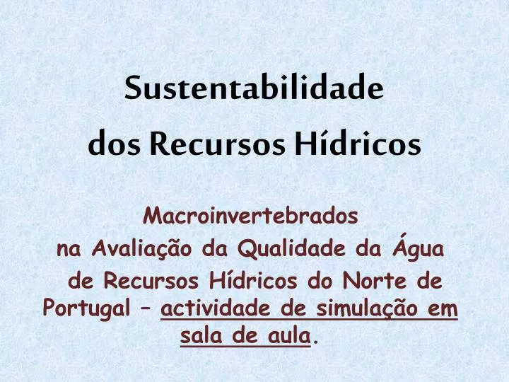 sustentabilidade dos recursos h dricos