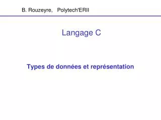 types de donn es et repr sentation