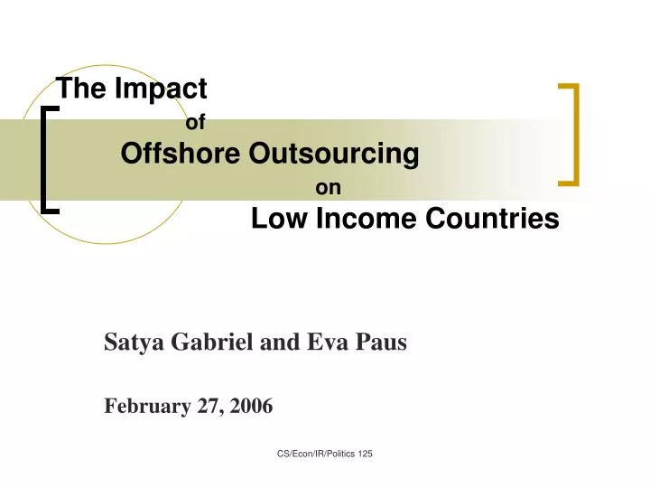 the impact of offshore outsourcing on low income countries