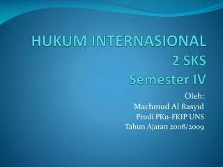 hukum internasional 2 sks semester iv