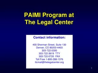 PAIMI Program at The Legal Center