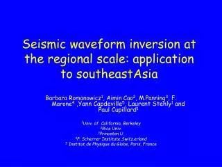 Seismic waveform inversion at the regional scale: application to southeastAsia