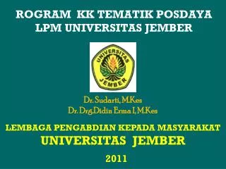 rogram kk tematik posdaya lpm universitas jember