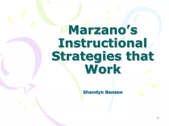marzano s instructional strategies that work