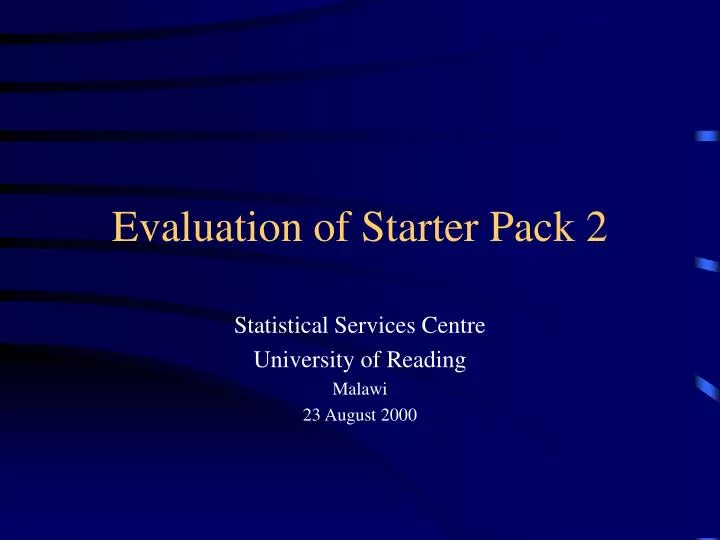 evaluation of starter pack 2
