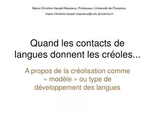a propos de la cr olisation comme mod le ou type de d veloppement des langues
