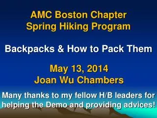 AMC Boston Chapter Spring Hiking Program