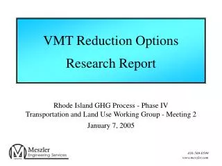 VMT Reduction Options Research Report