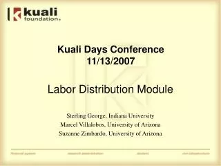 Kuali Days Conference 11/13/2007