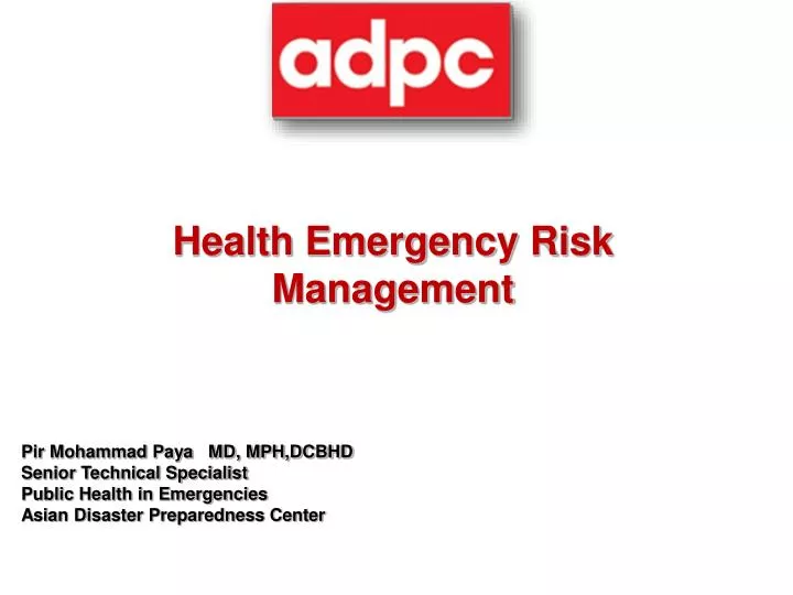 health emergency risk management