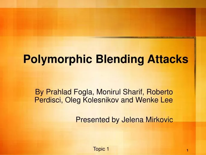 polymorphic blending attacks
