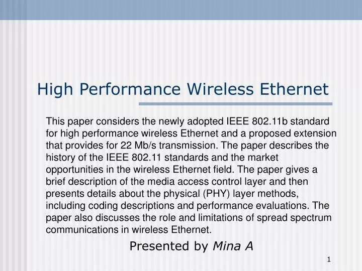 high performance wireless ethernet