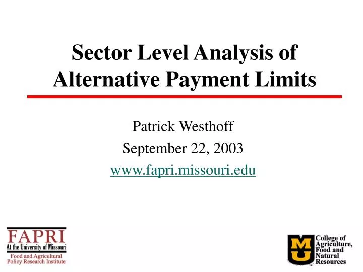 sector level analysis of alternative payment limits