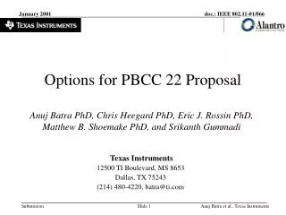 Options for PBCC 22 Proposal