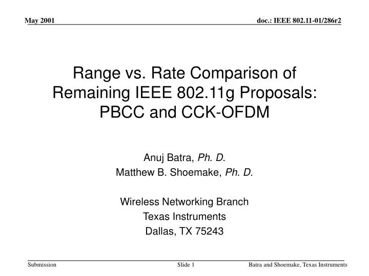 range vs rate comparison of remaining ieee 802 11g proposals pbcc and cck ofdm