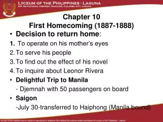Chapter 10 First Homecoming (1887-1888)