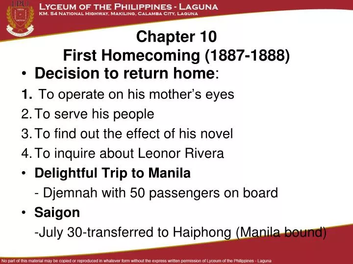 chapter 10 first homecoming 1887 1888