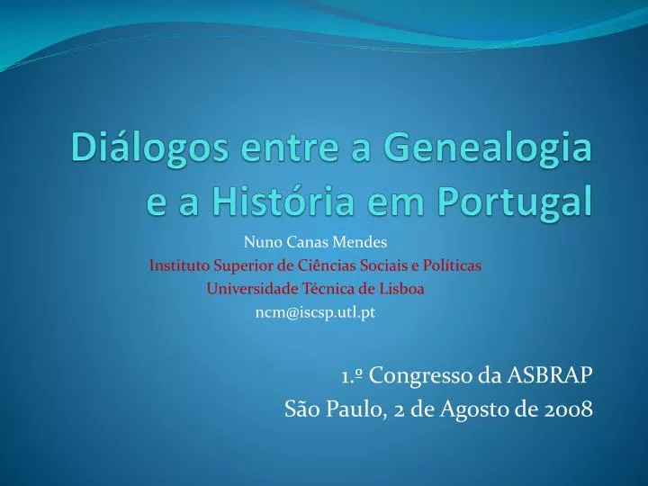 di logos entre a genealogia e a hist ria em portugal