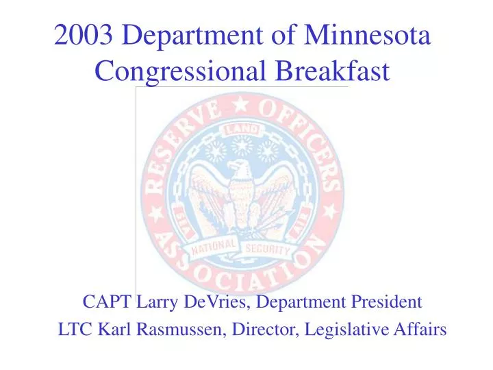 2003 department of minnesota congressional breakfast