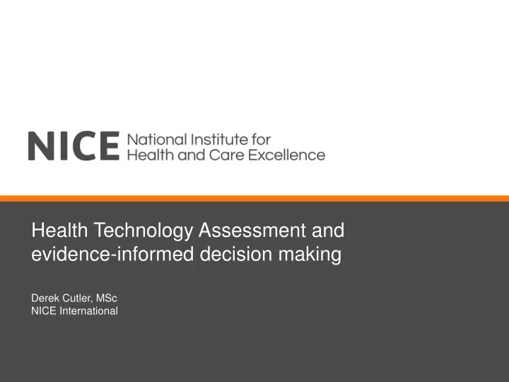 health technology assessment and evidence informed decision making
