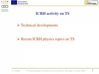 Technical developments Recent ICRH physics topics on TS