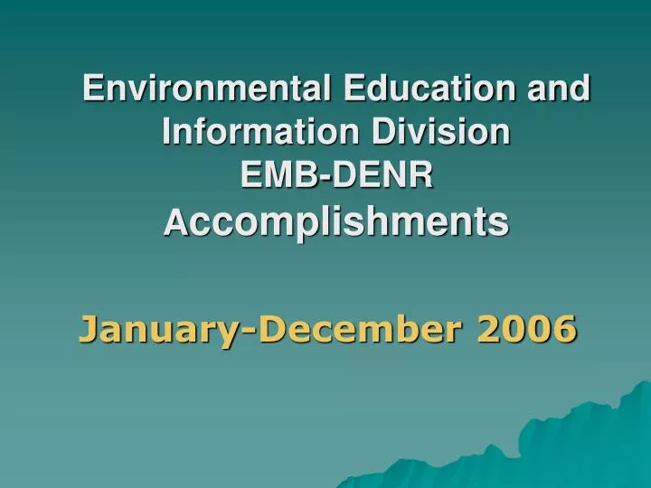 environmental education and information division emb denr a ccomplishments