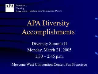 APA Diversity Accomplishments