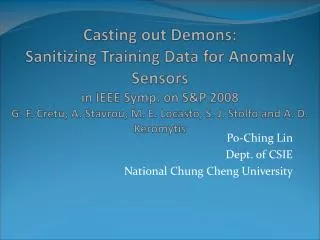 Po-Ching Lin Dept. of CSIE National Chung Cheng University