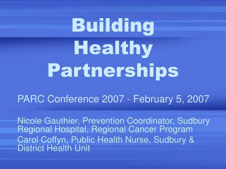 building healthy partnerships