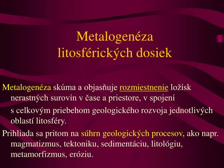 metalogen za litosf rick ch dosiek