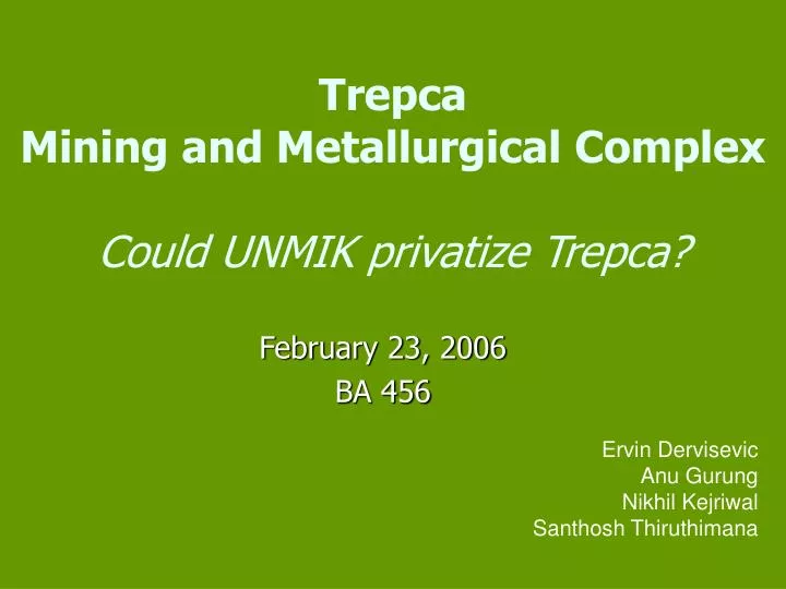 trepca mining and metallurgical complex could unmik privatize trepca
