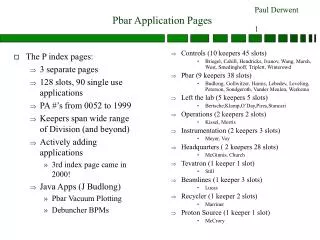 Pbar Application Pages