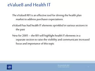eValue8 and Health IT