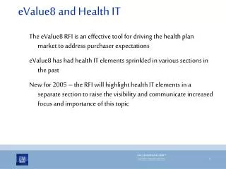 evalue8 and health it