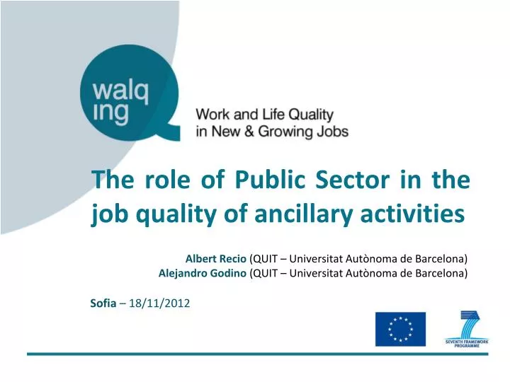 the role of public sector in the job quality of ancillary activities