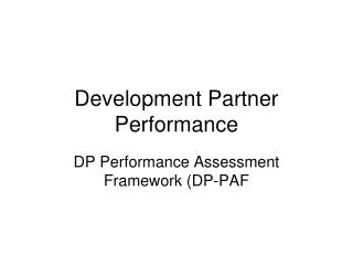 Development Partner Performance