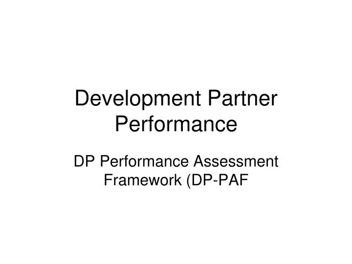 development partner performance