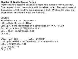 Chapter 10 Quality Control Review