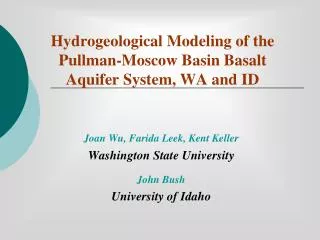Hydrogeological Modeling of the Pullman-Moscow Basin Basalt Aquifer System, WA and ID