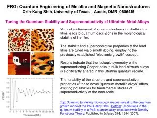 FRG: Quantum Engineering of Metallic and Magnetic Nanostructures